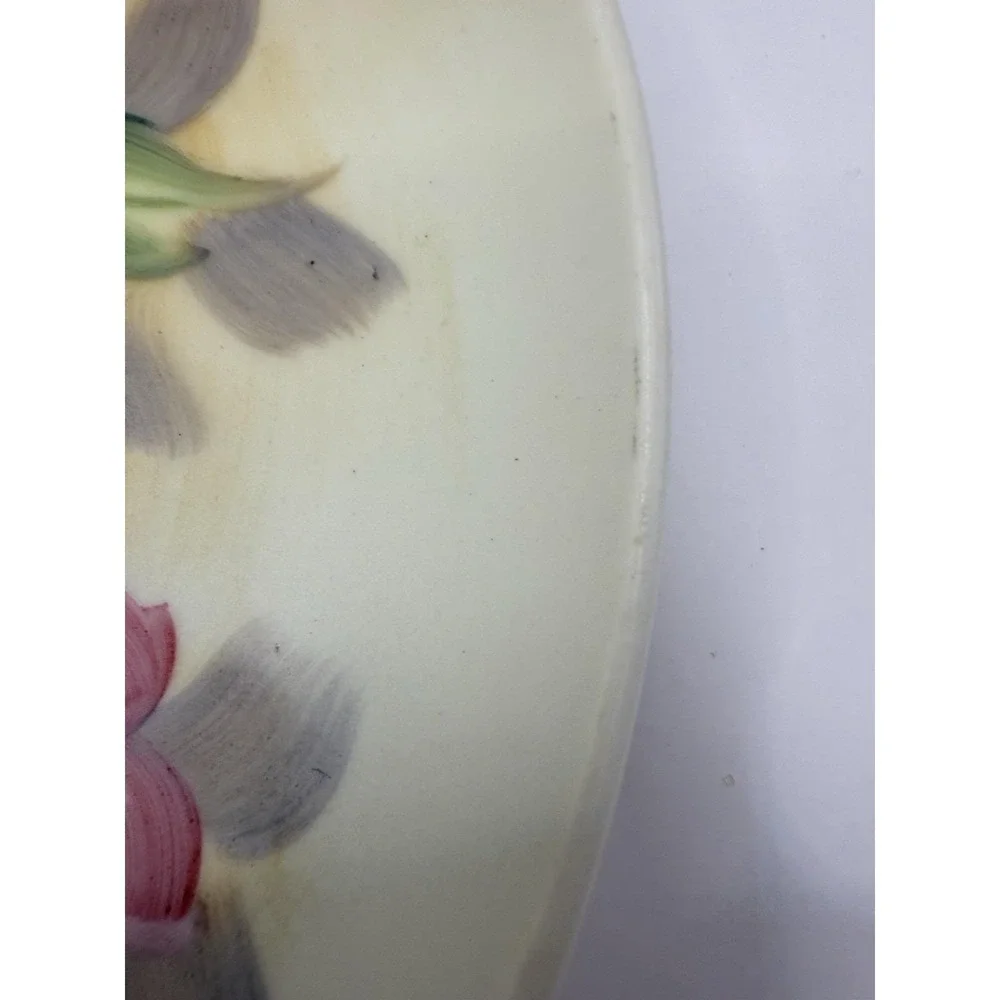 Lefton Hand Painted Floral Plate Pink Blue Flowers Vintage Porcelain‎ Japan